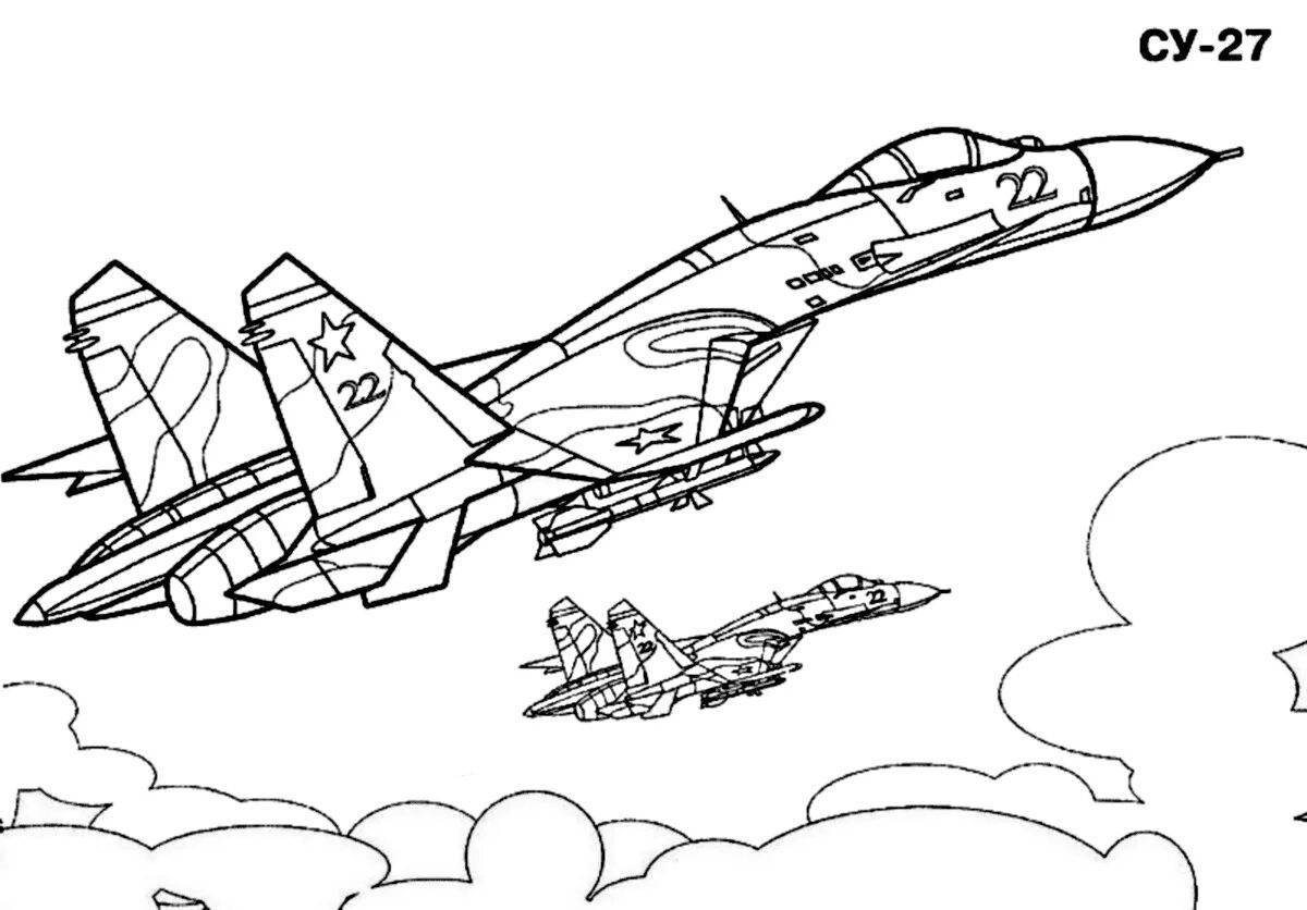 Colorful aircraft coloring for military boys