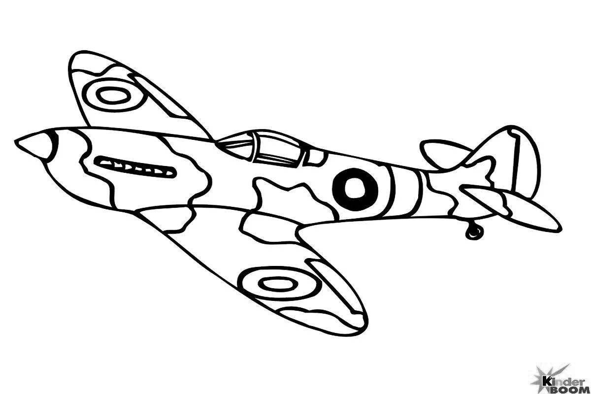 Amazing airplane coloring page for military boys