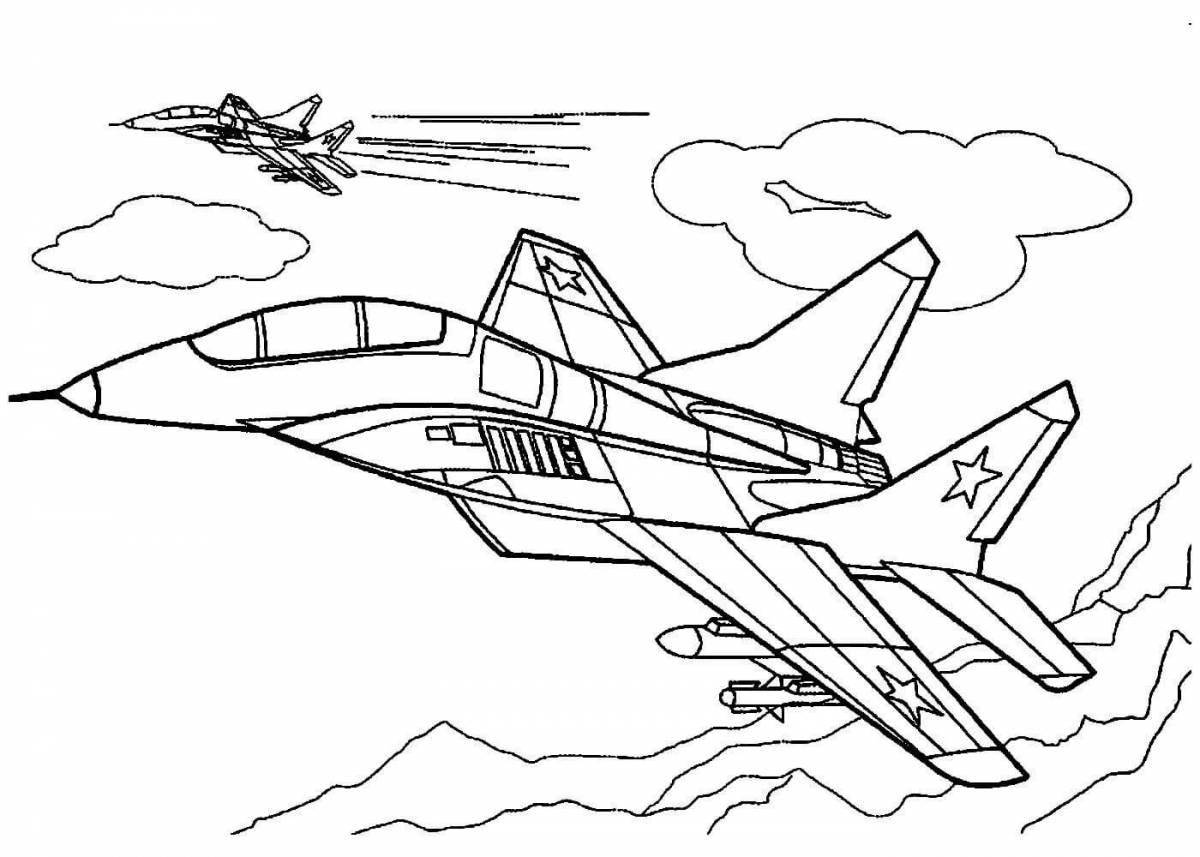 Impressive airplane coloring page for military boys