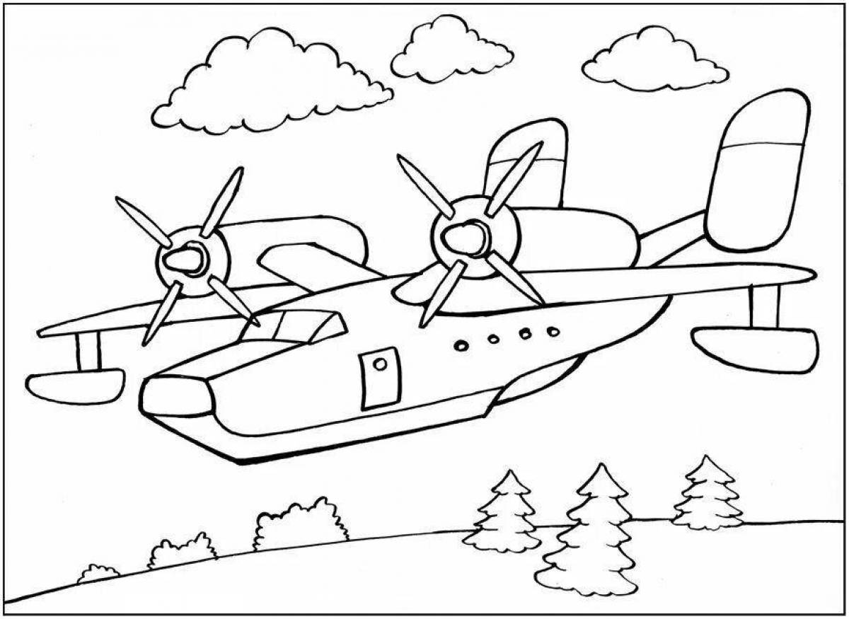 Coloring nice plane for military boys