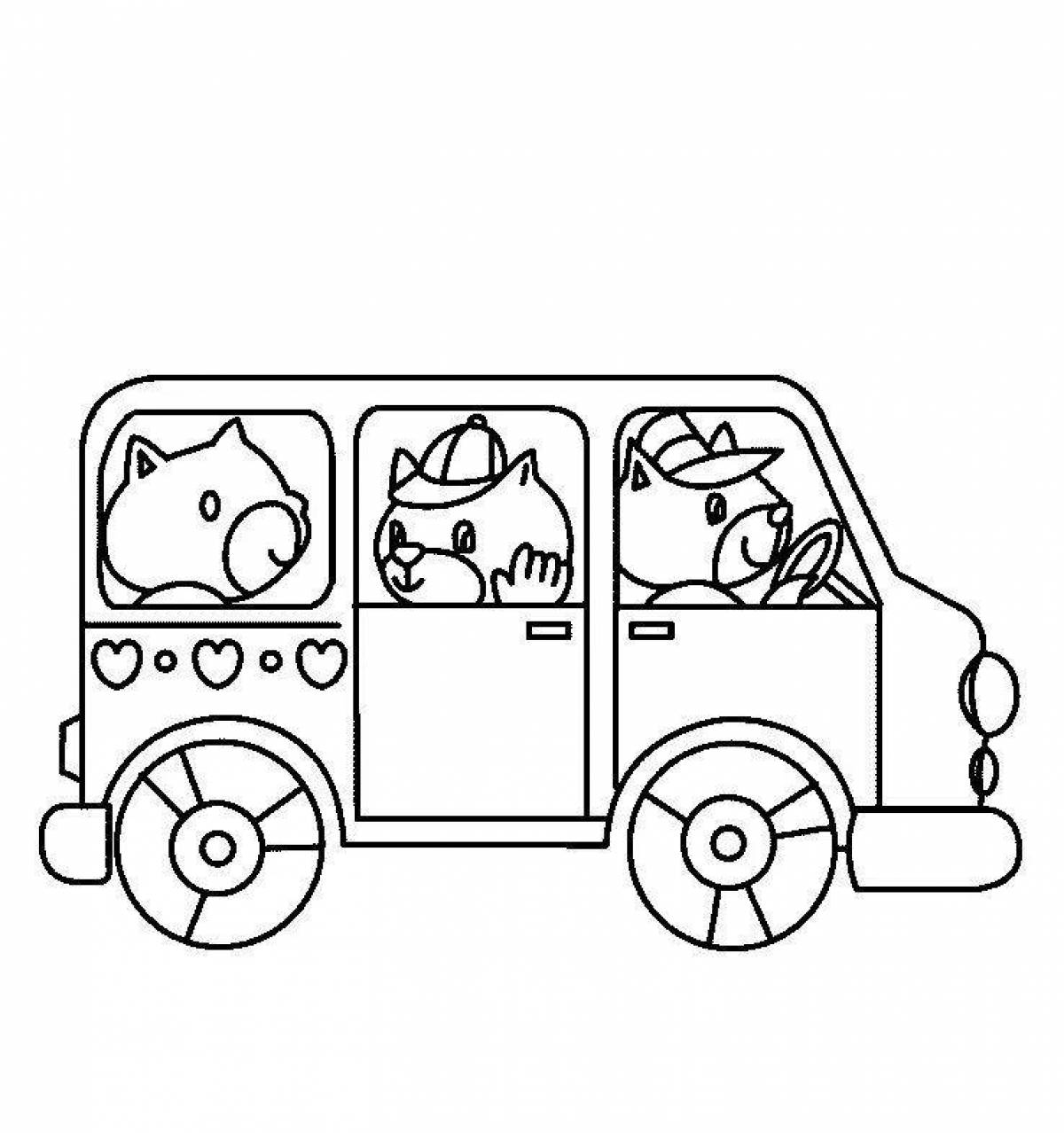 Увлекательная раскраска автобуса для детей 3-4 лет