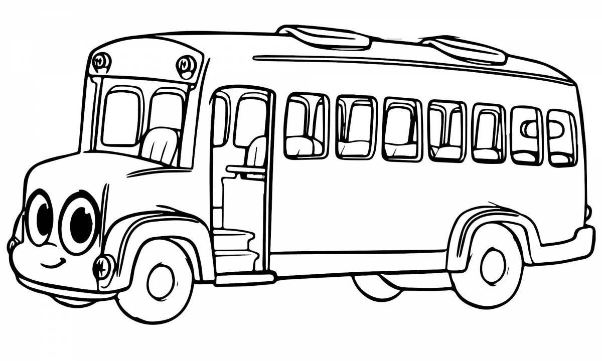 Playful bus coloring page for 3-4 year olds