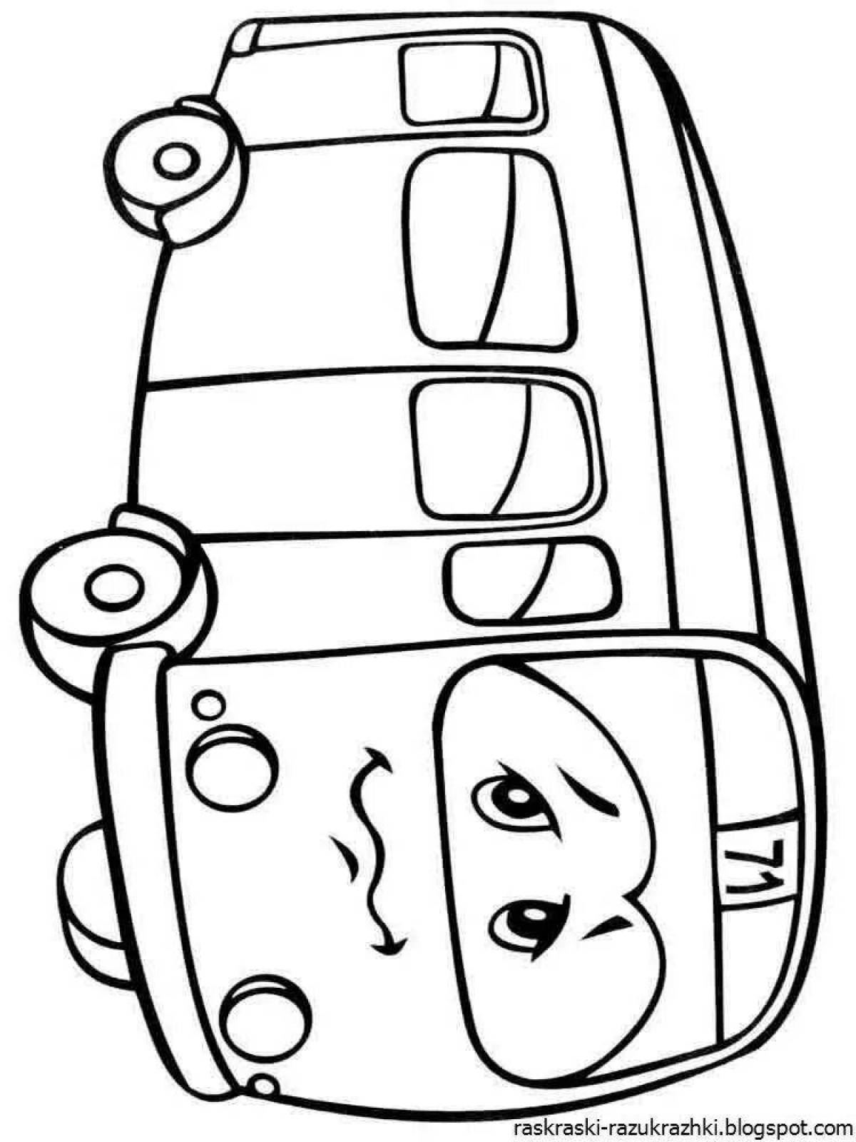 Creative bus coloring book for 3-4 year olds
