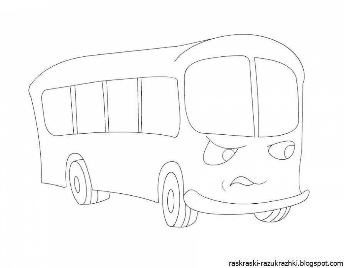 Яркая раскраска автобуса для детей 3-4 лет
