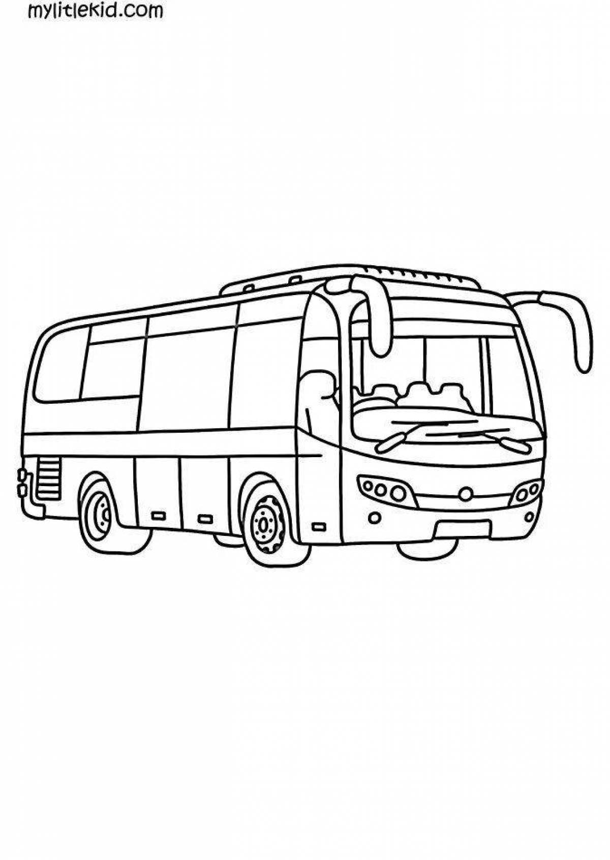 Colorful bus coloring book for 3-4 year olds
