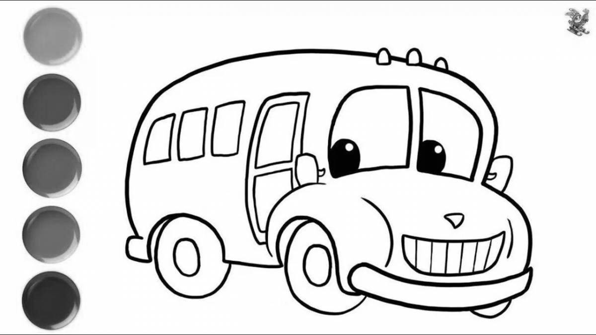 Coloring bus color explosion for children 3-4 years old