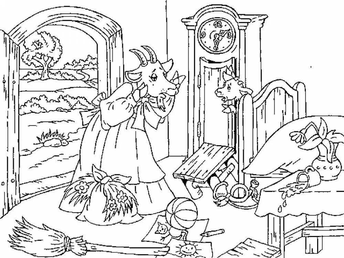 Раскраска Волк и семеро козлят для детей #2