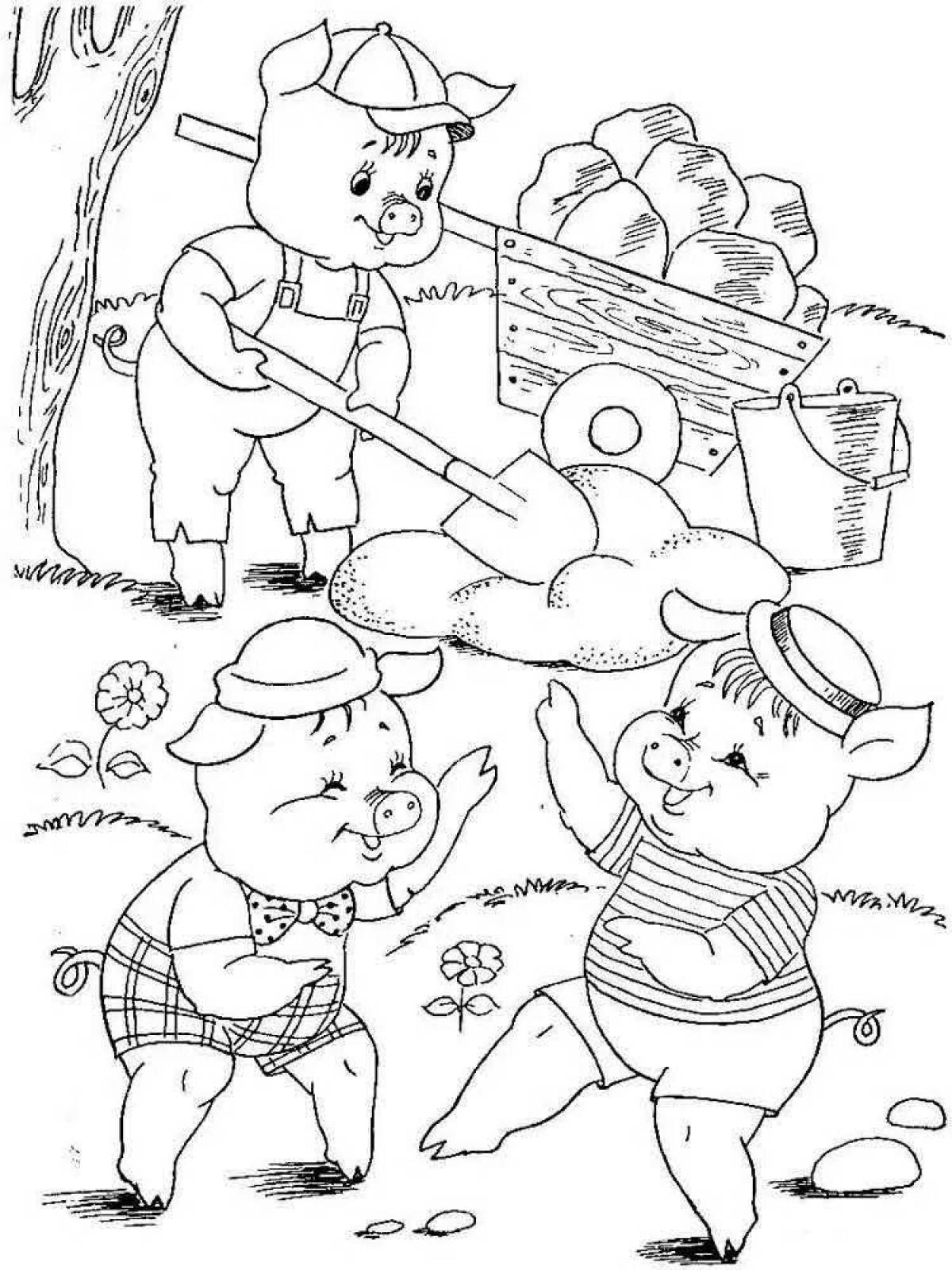 Adorable Three Little Pigs coloring book for 4-5 year olds