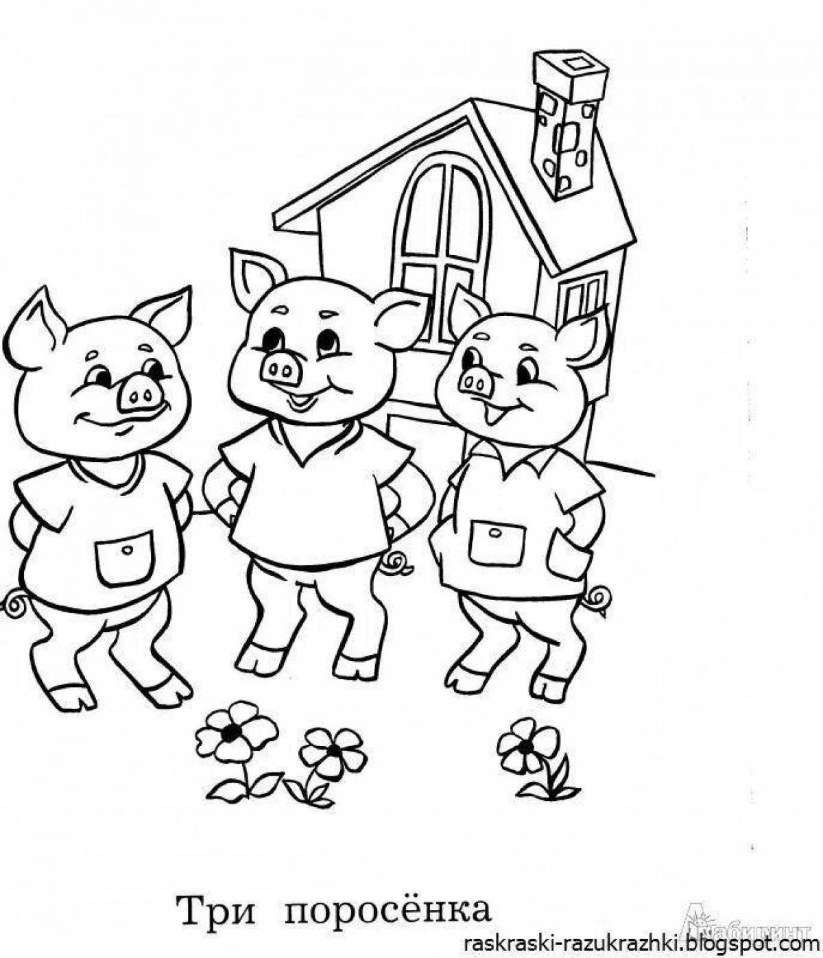 The three little pigs coloring book for preschoolers