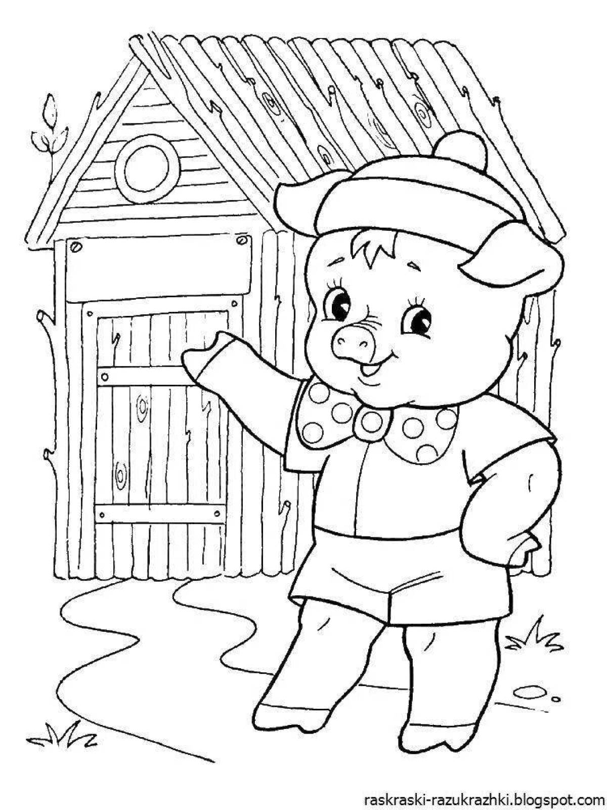 3 little pigs creative coloring book for kids