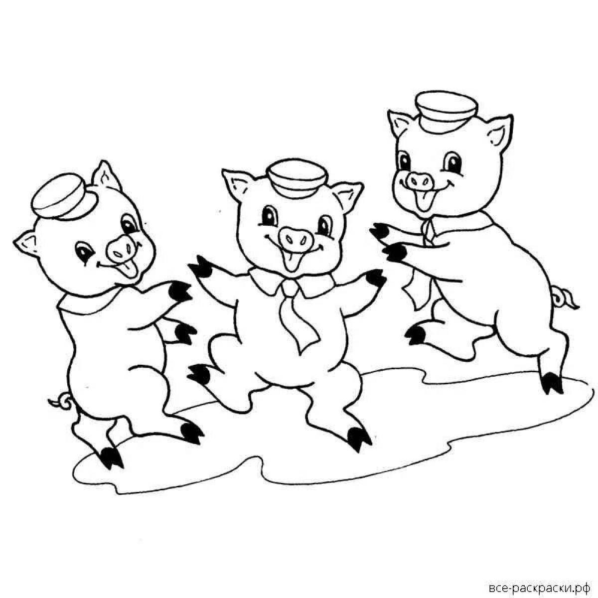 Amazing Three Little Pigs coloring pages for kids
