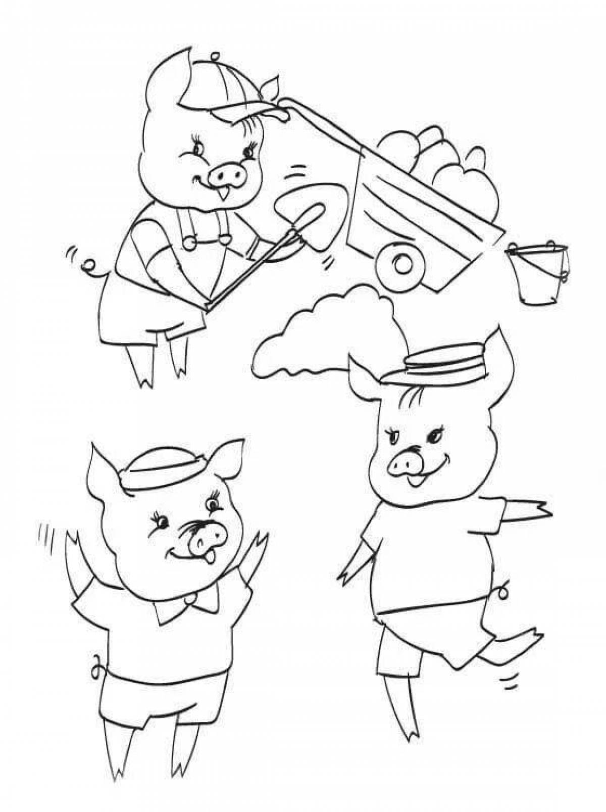 Adorable Three Little Pigs coloring book for 4-5 year olds