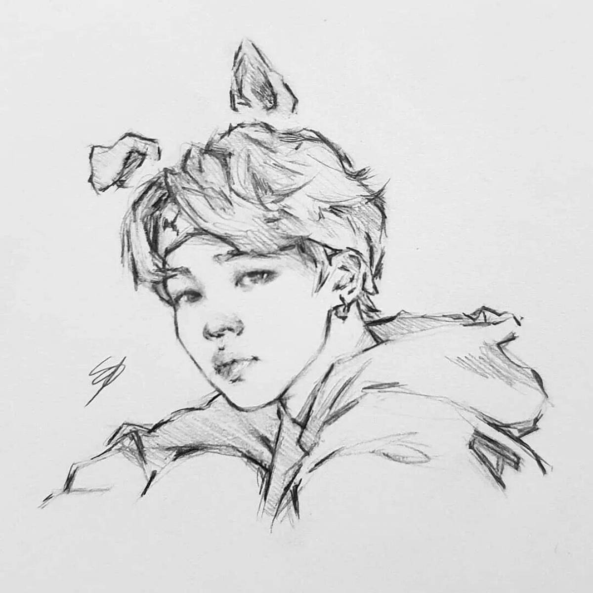 Glittering Jimin coloring page