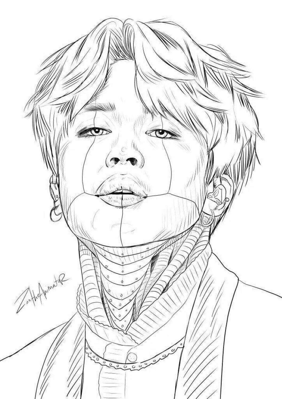 Jimin's adorable coloring page