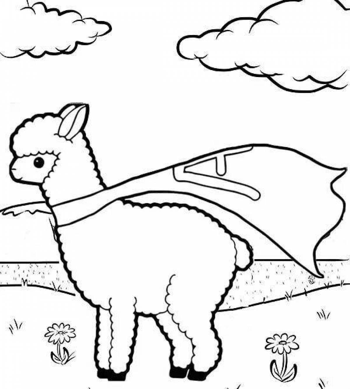 Colorful alpaca coloring page