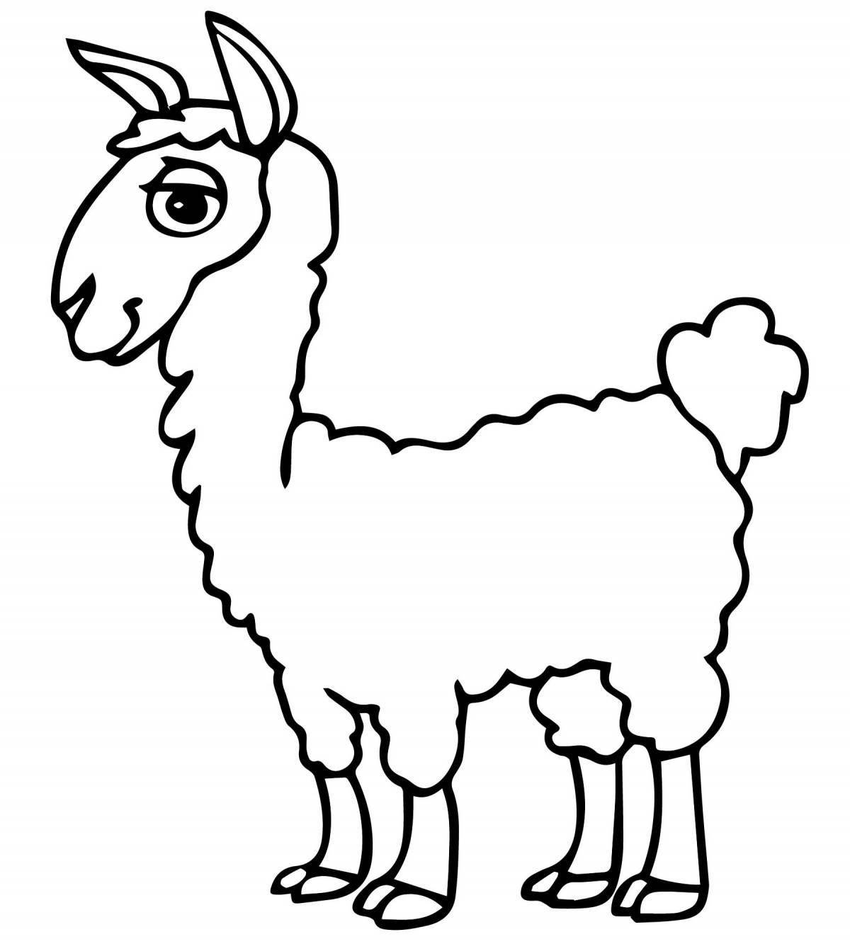 Coloring page happy alpaca