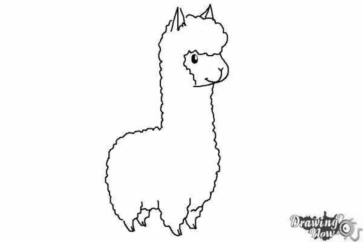 Coloring page happy alpaca