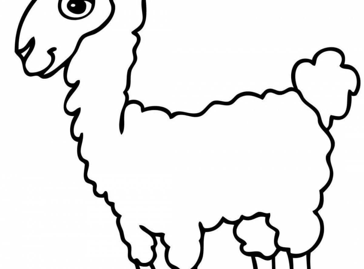 Smiling alpaca coloring page