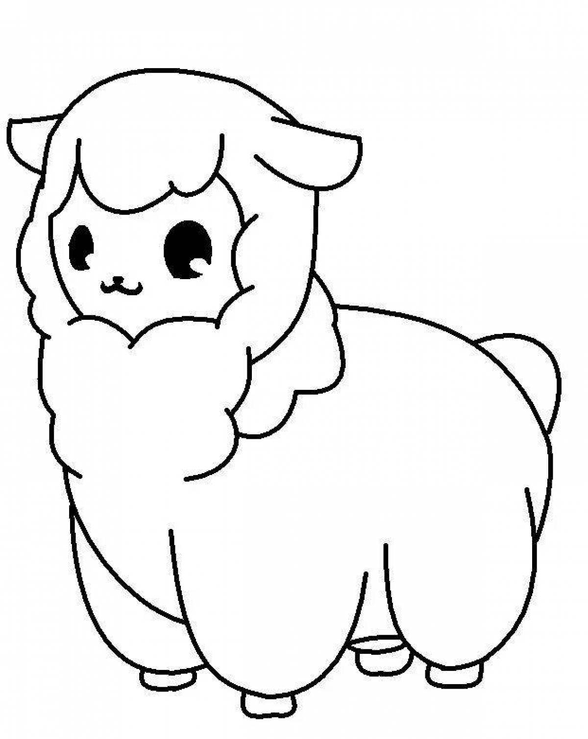 Grinning alpaca coloring page