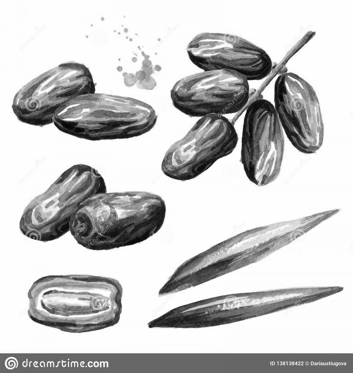 Раскраска сияющий финиковый фрукт