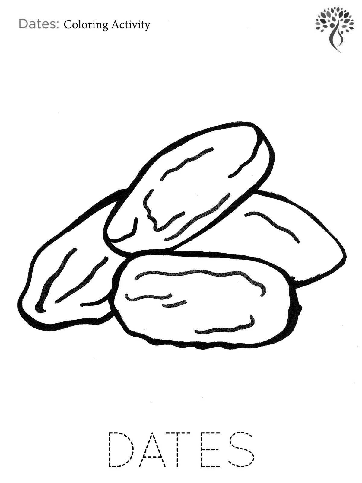 Страница раскраски украшенных финиковых фруктов
