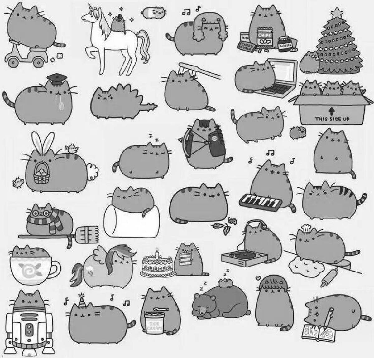 Animated pusheen coloring page