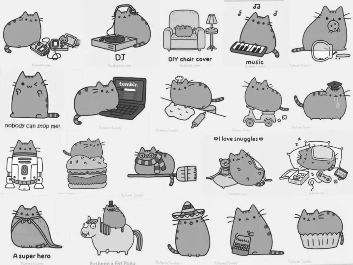 Cute pusheen coloring book