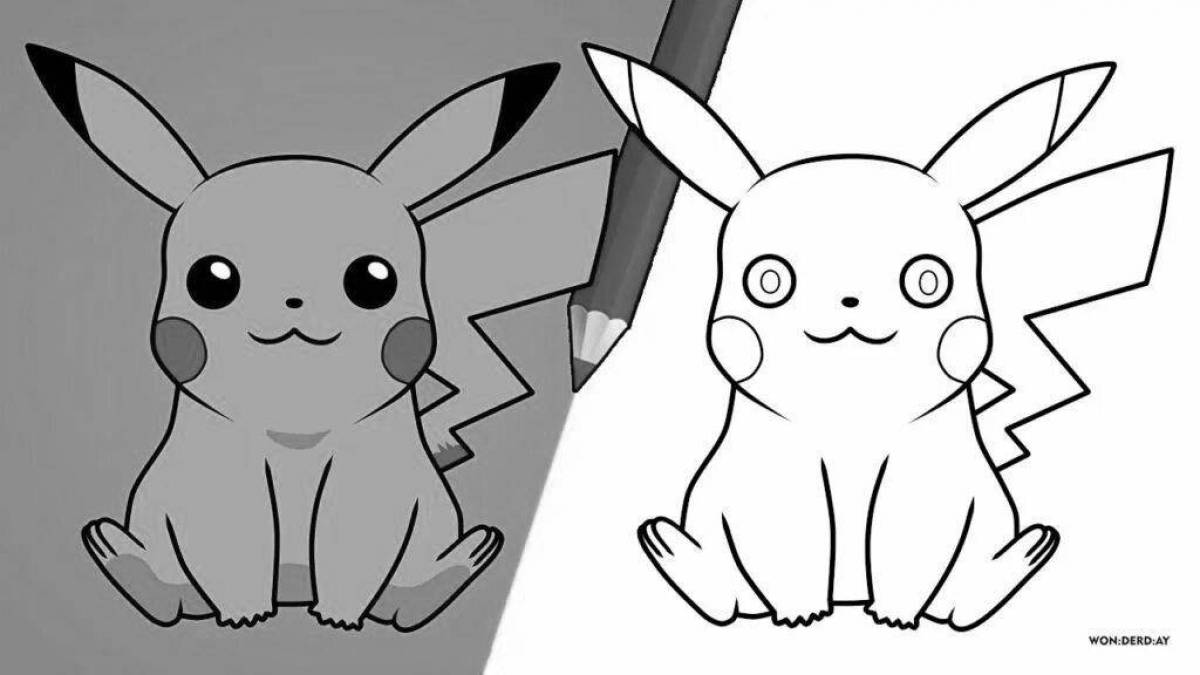 Funny pikachu figurine coloring page