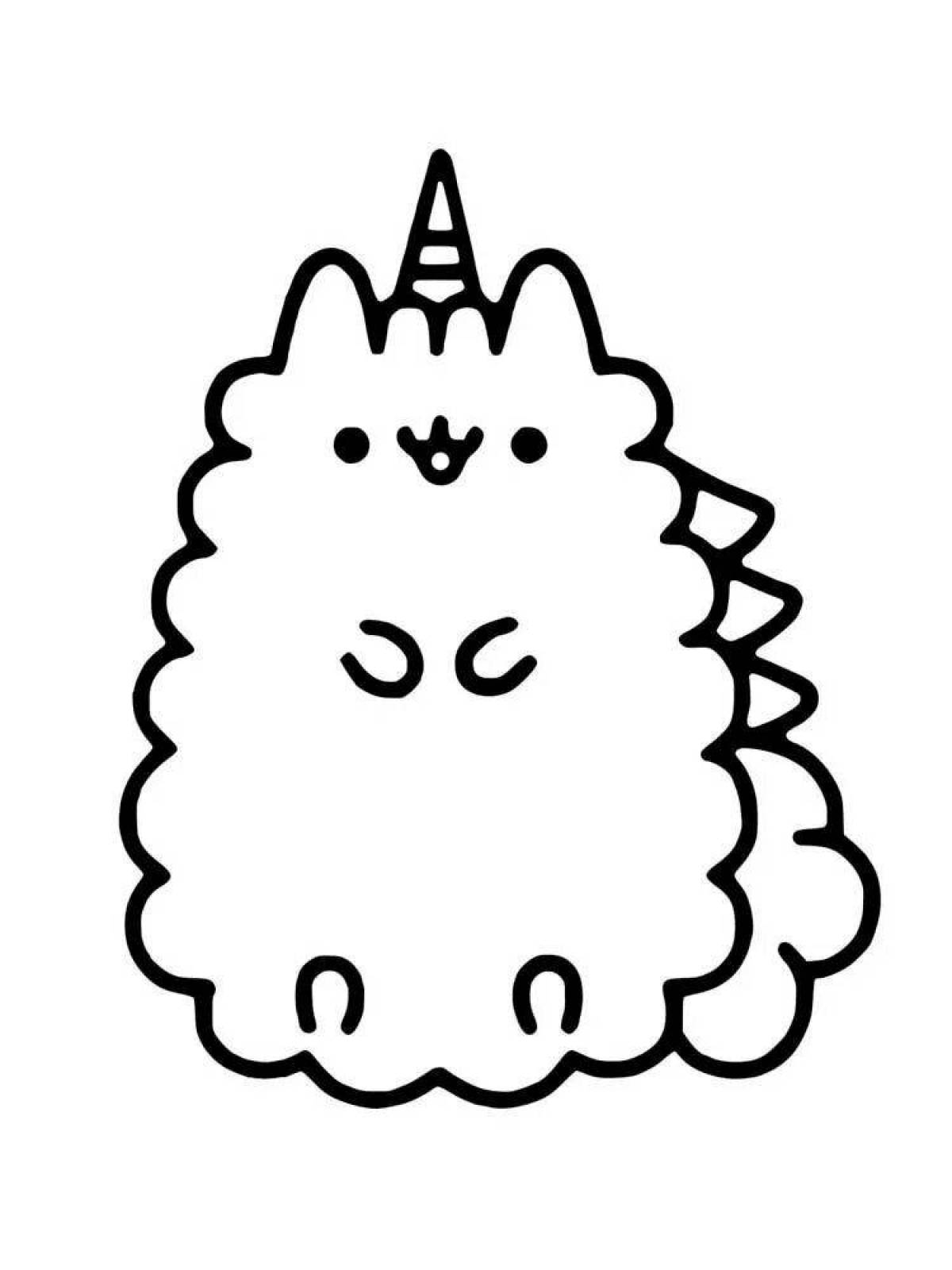 Cute and fluffy cat coloring page