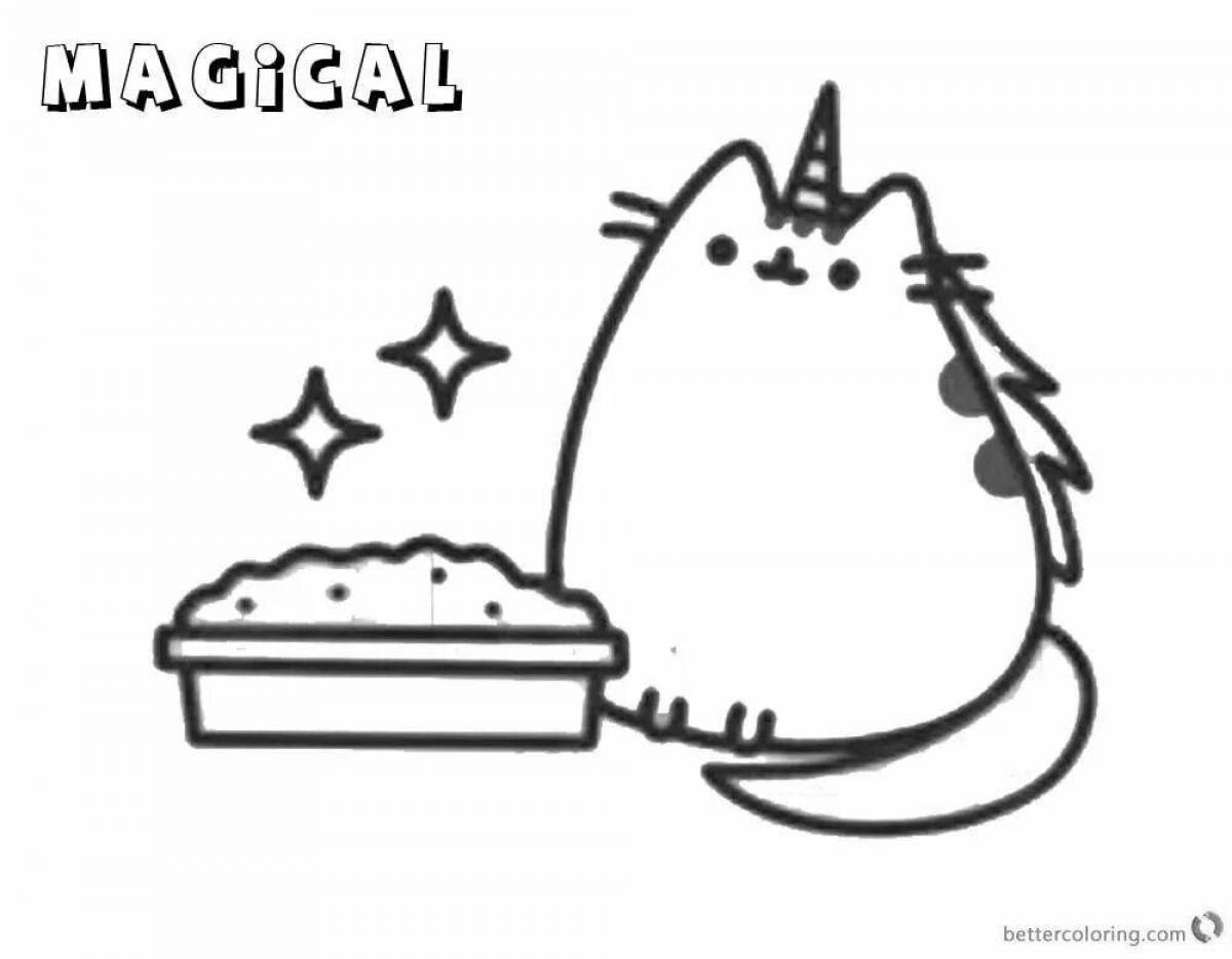 Coloring page cute and fluffy cat