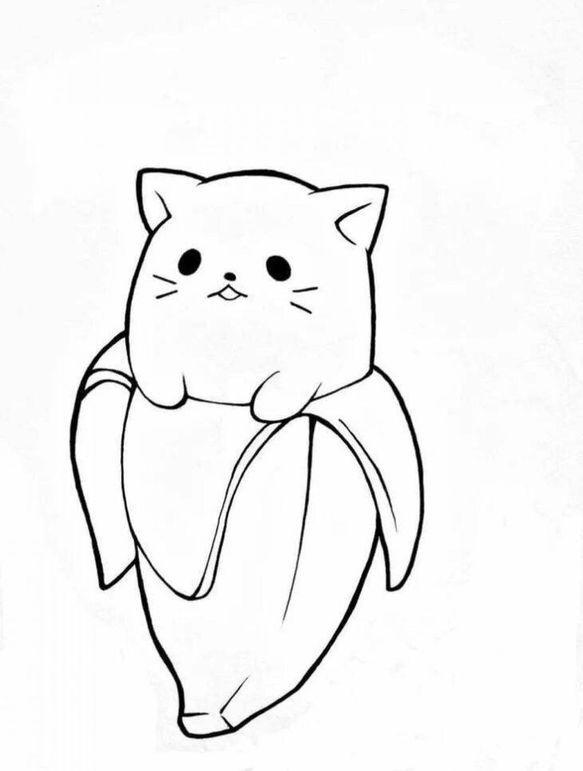Colorful cute cat coloring page