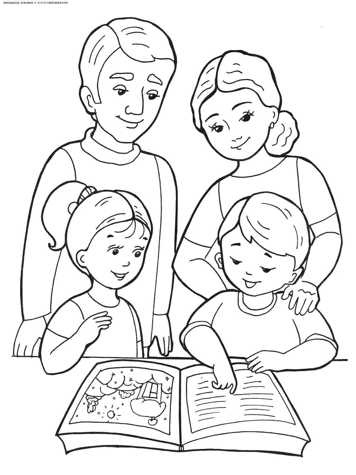 Affectionate family coloring book