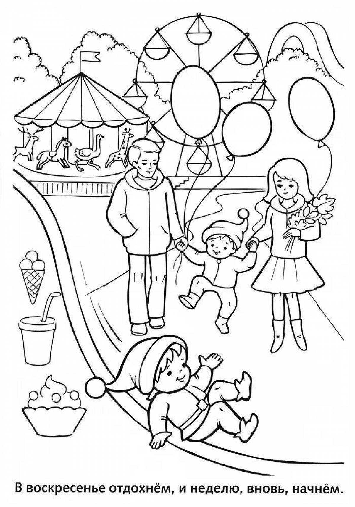 Caring family coloring page