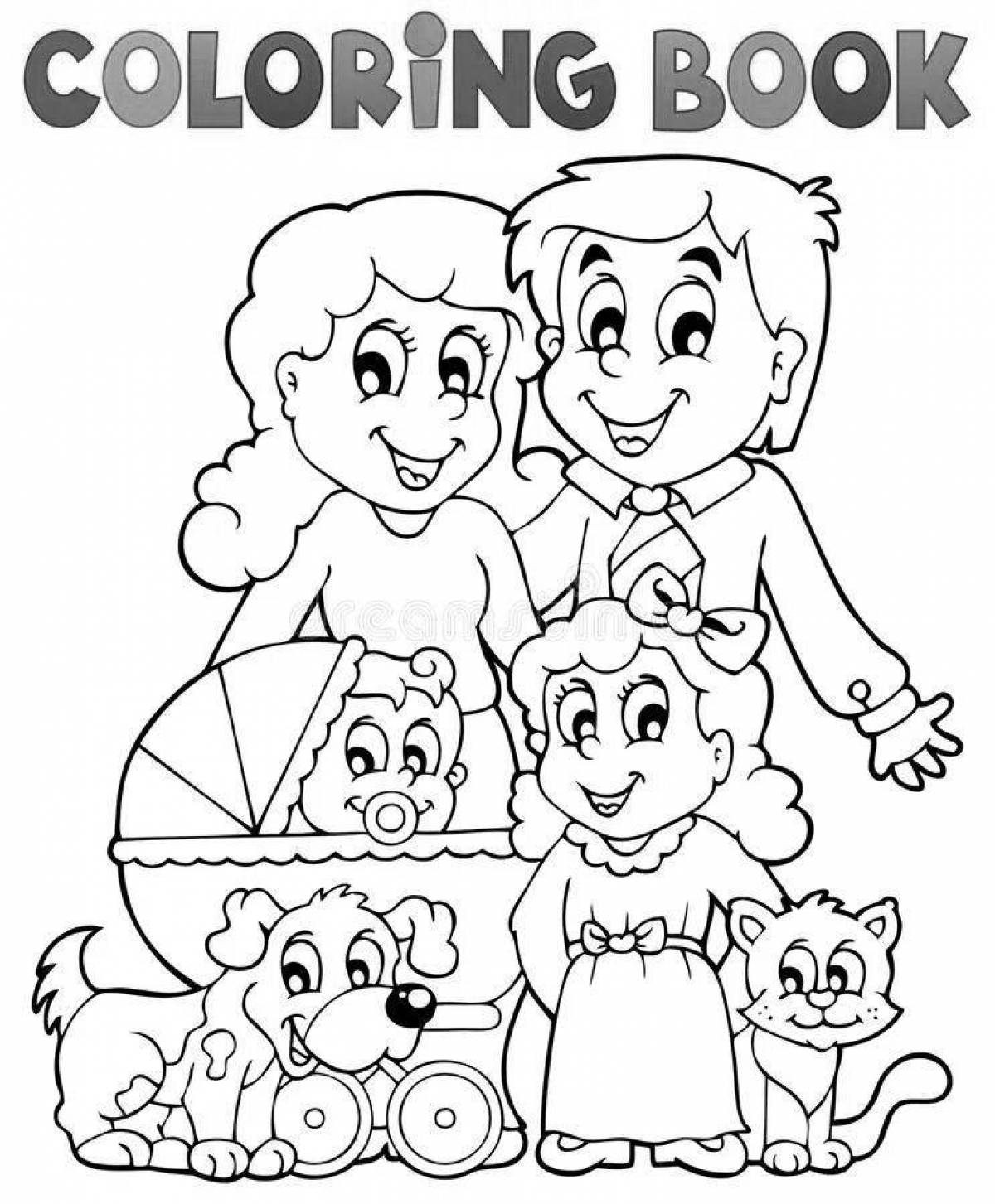 Cute family coloring book