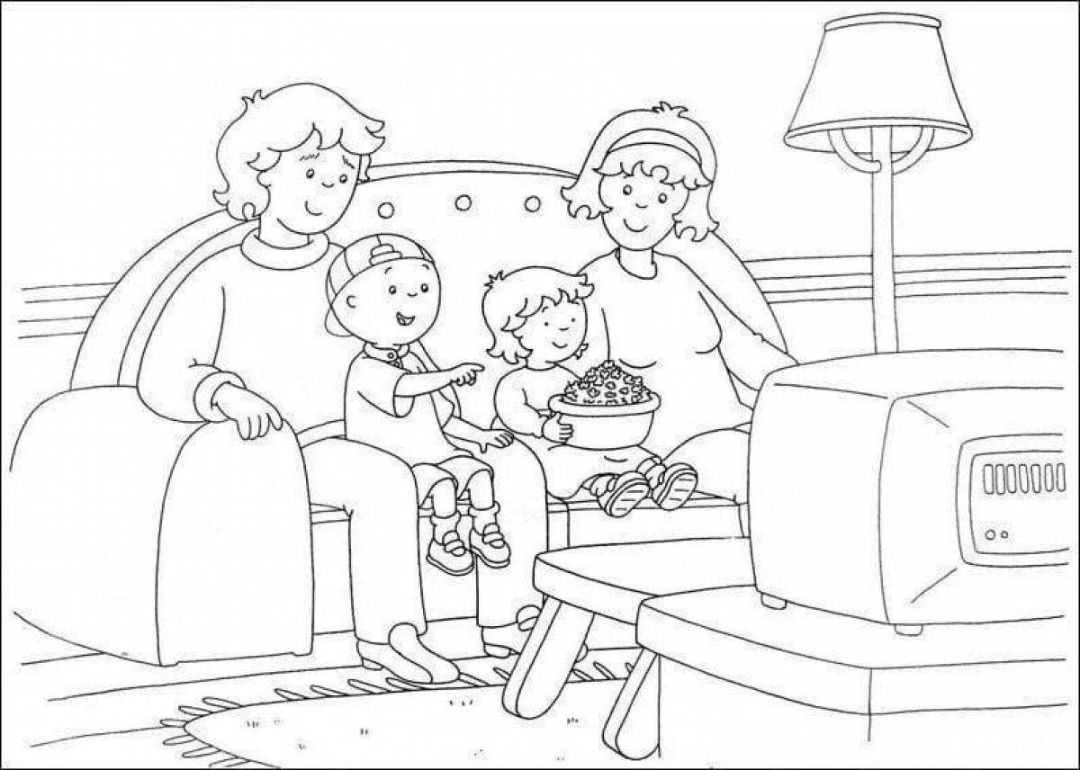 Compassionate family coloring page