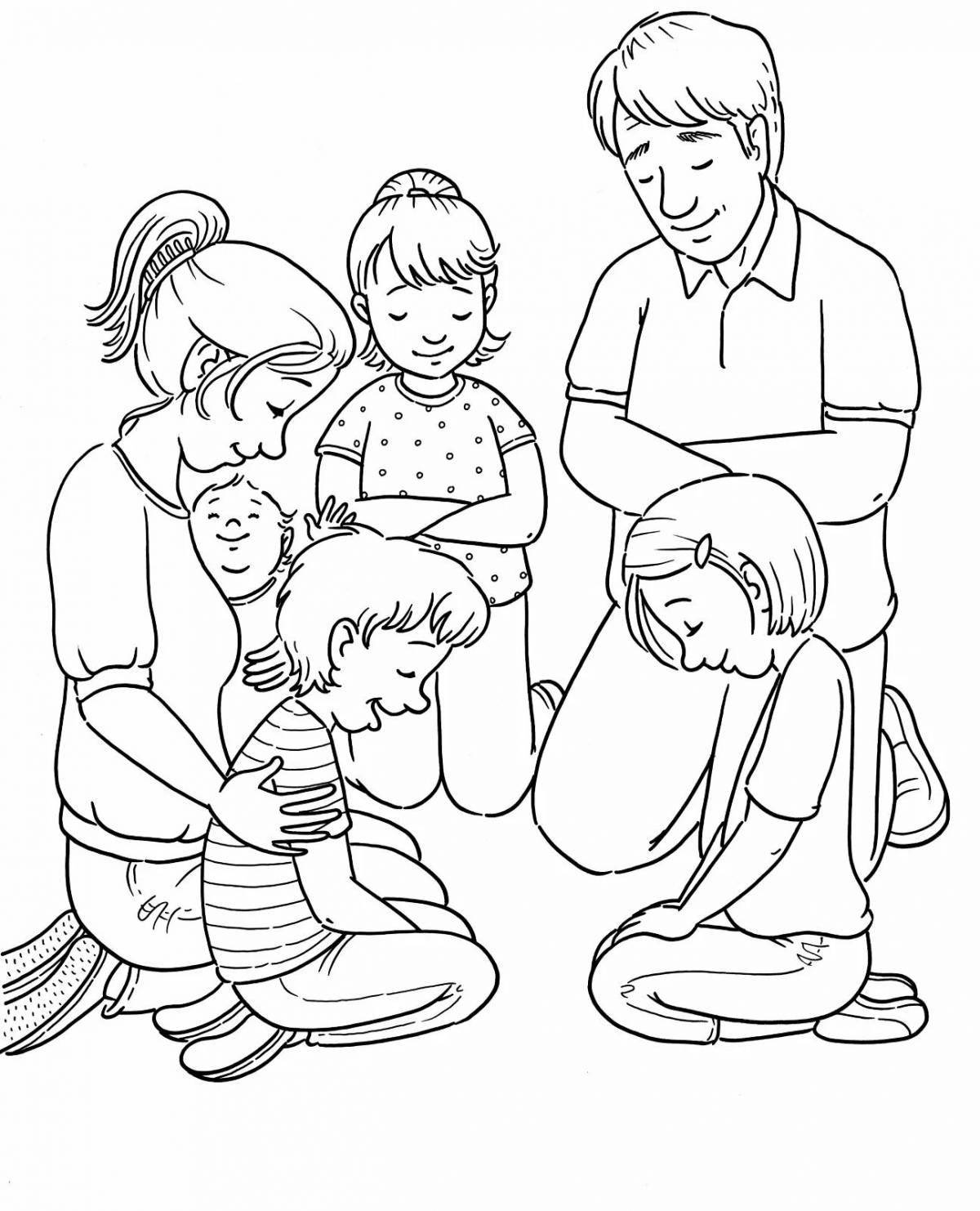 Friendly family coloring book