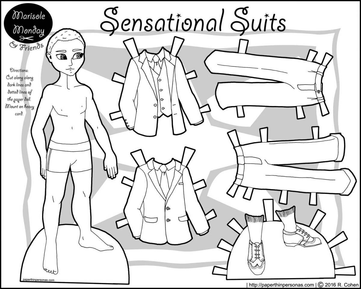 Amazing coloring book boy with clothes