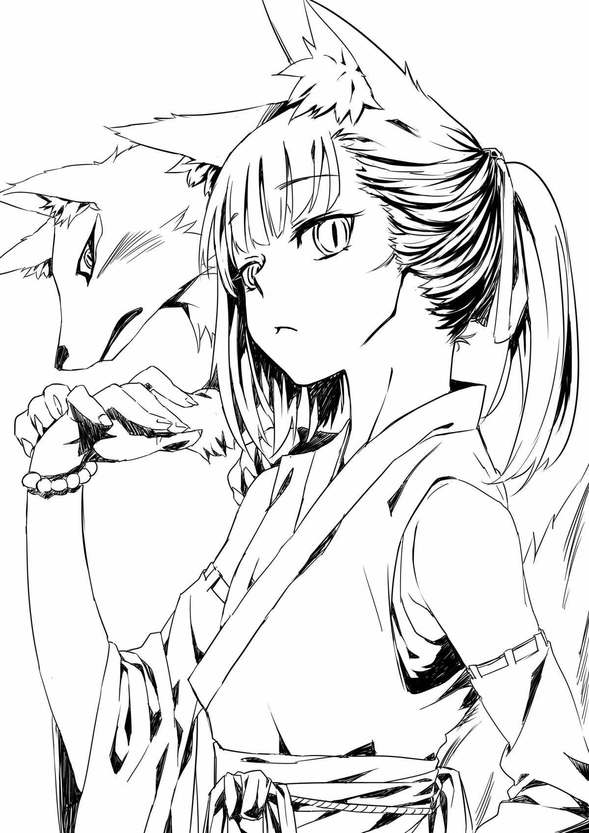 Exuberant coloring page anime black and white