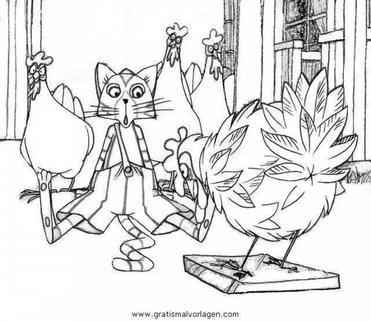 Playful findus and petson coloring page