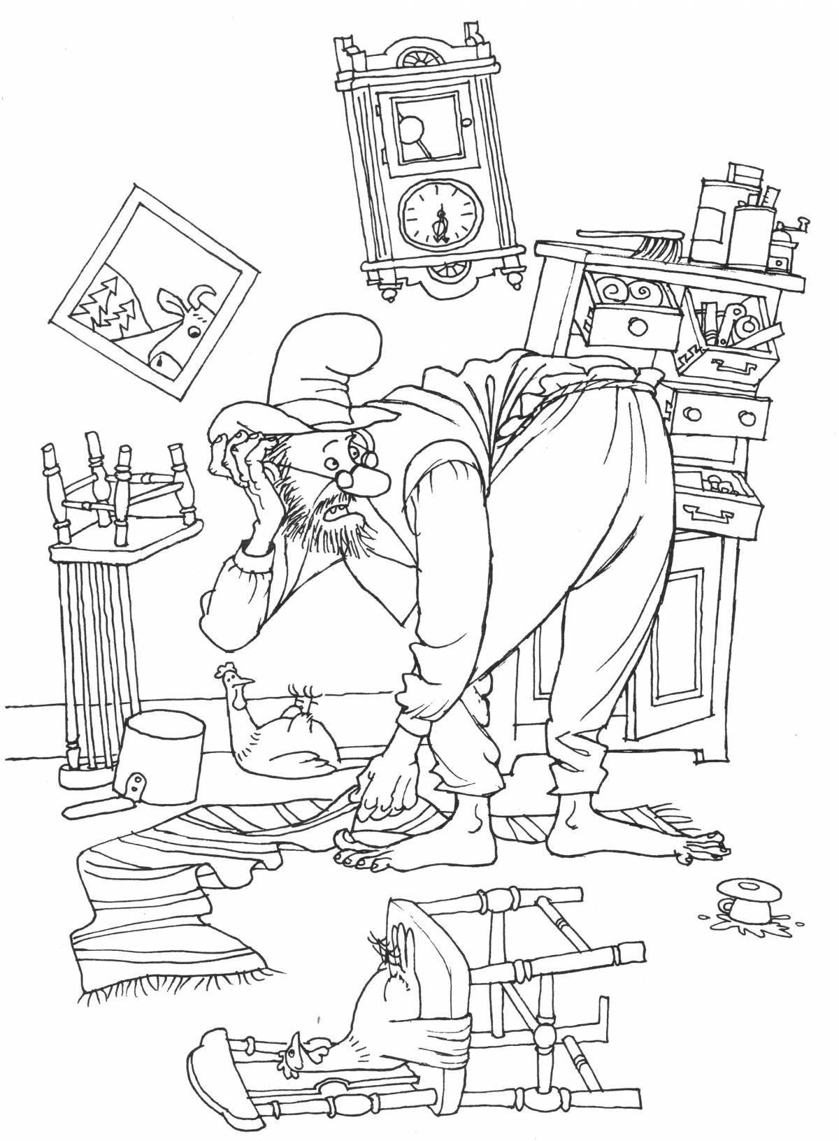 Coloring book magical findus and petson