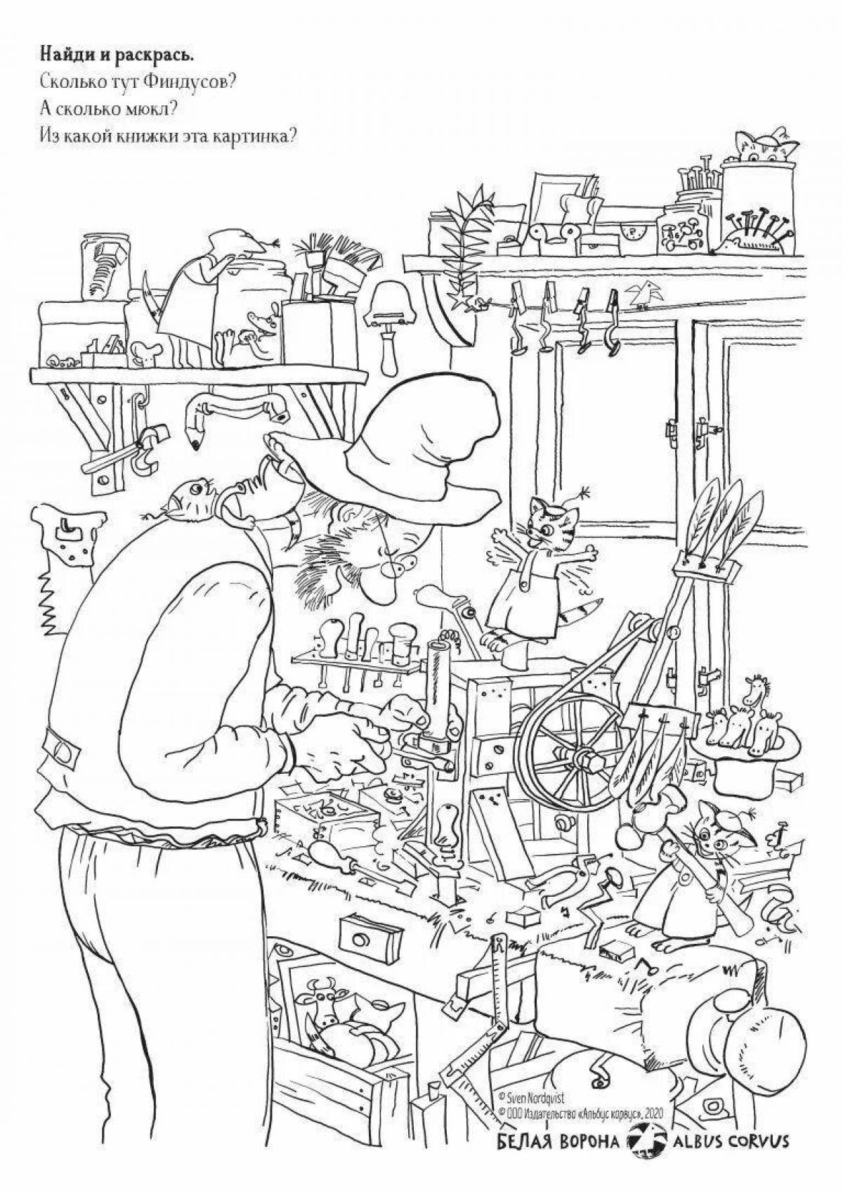 Coloring page glorious findus and petson
