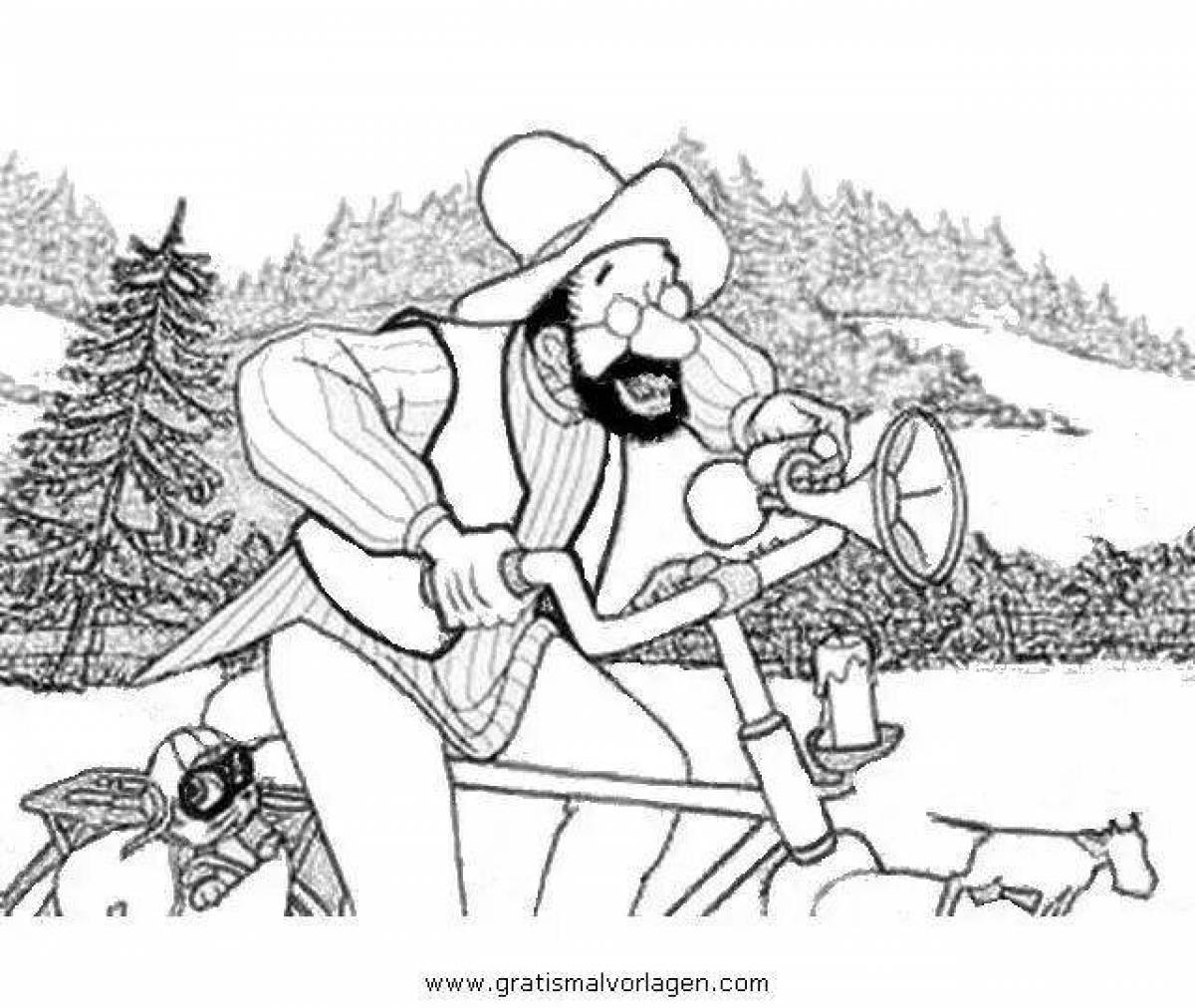 Jovial findus and petson coloring page