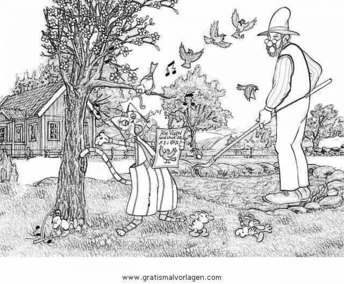 Findus and petson coloring page