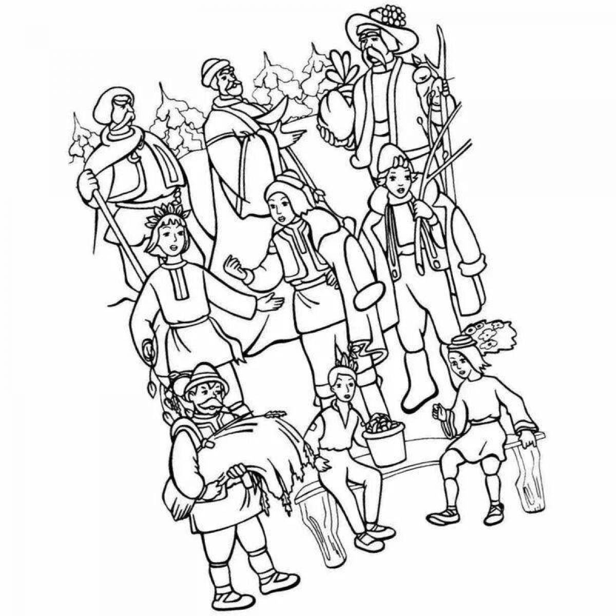 Inviting coloring book 12 months of a fairy tale