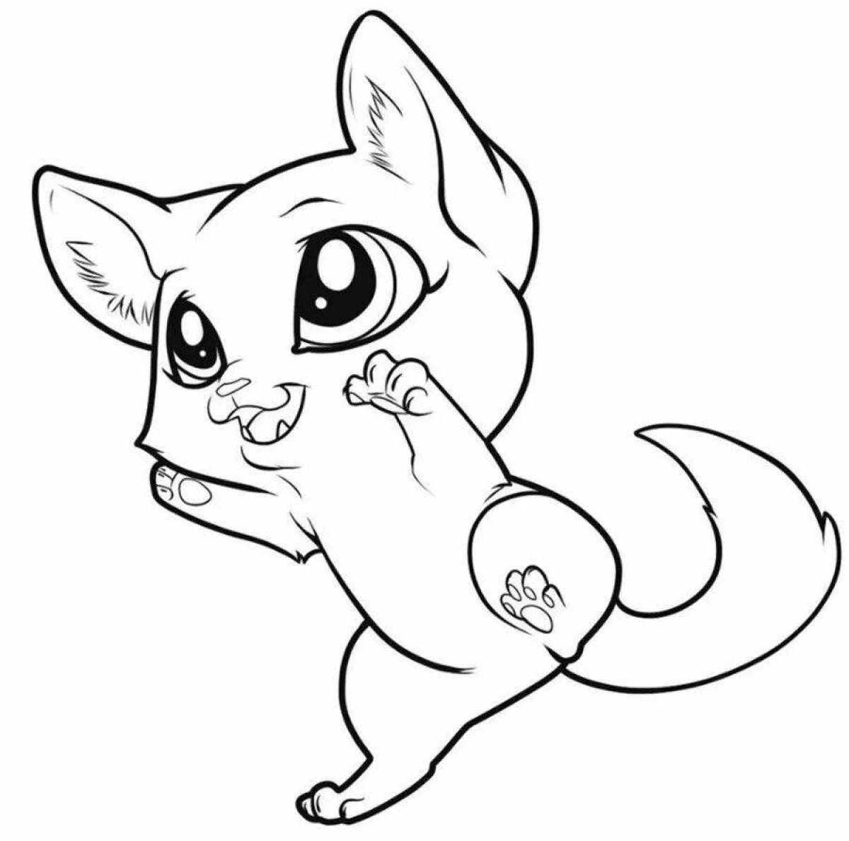 Coloring page of button cute kittens