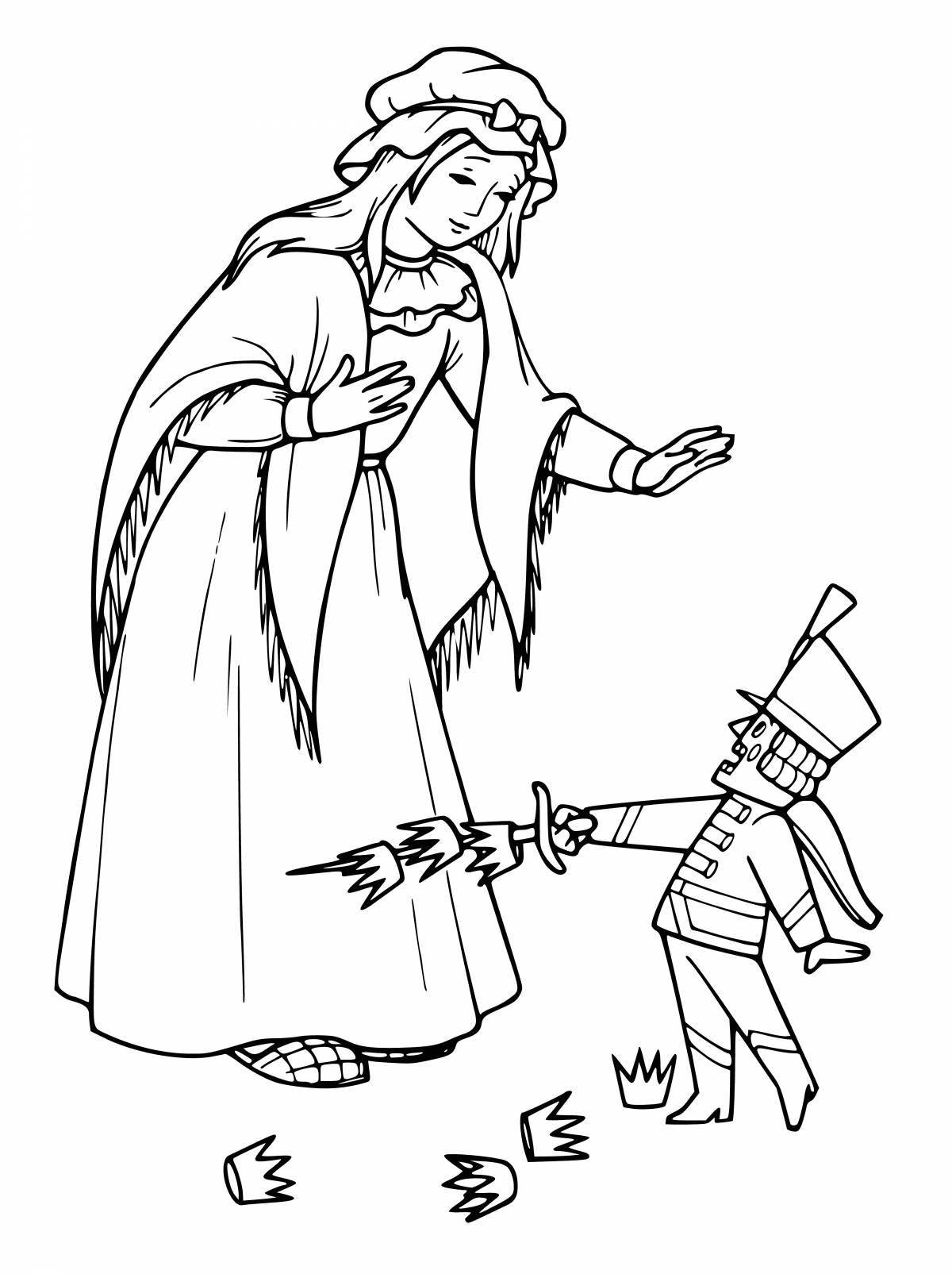 Coloring page elegant nutcracker and mouse king