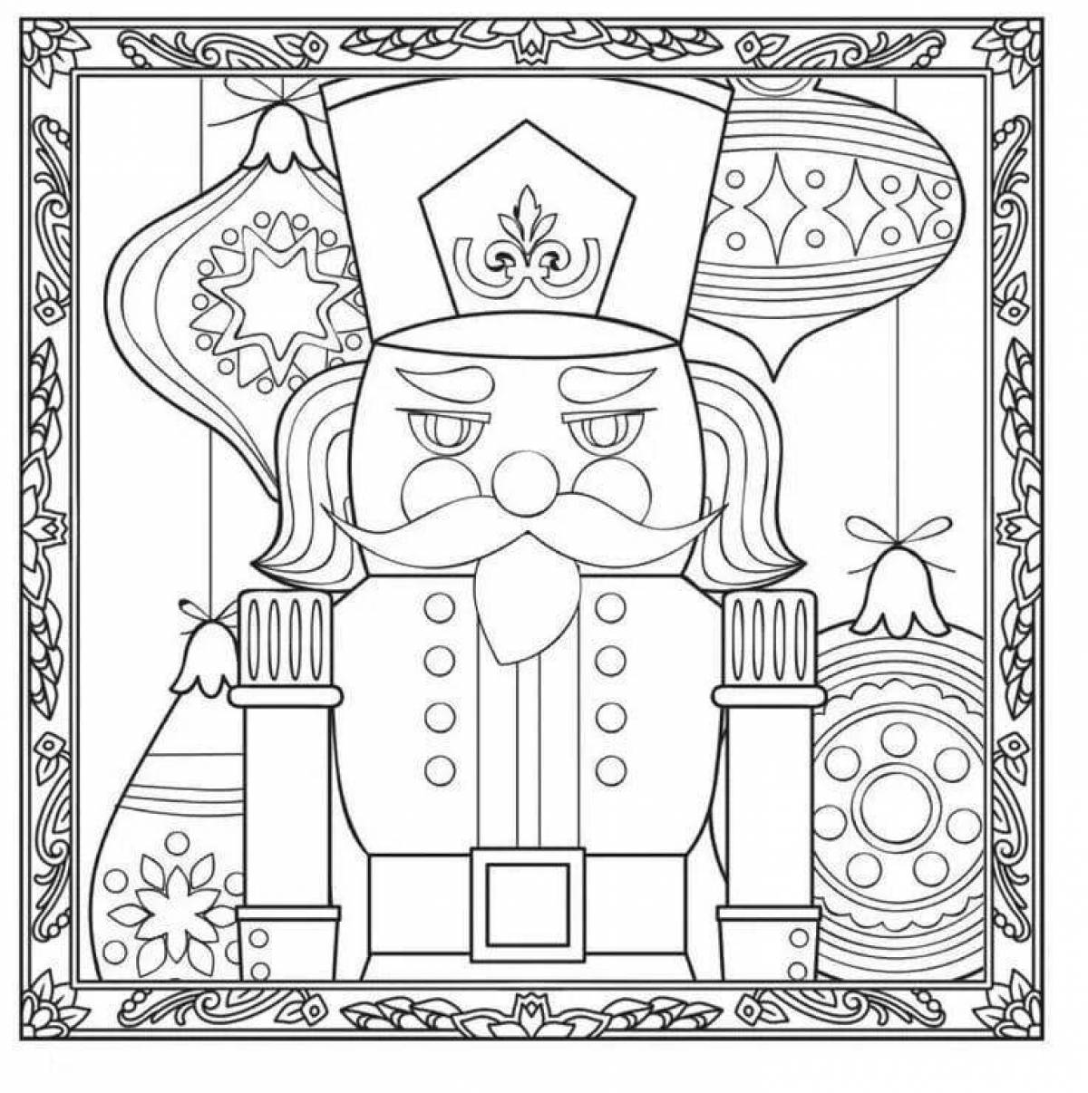 Coloring page charming nutcracker and mouse king