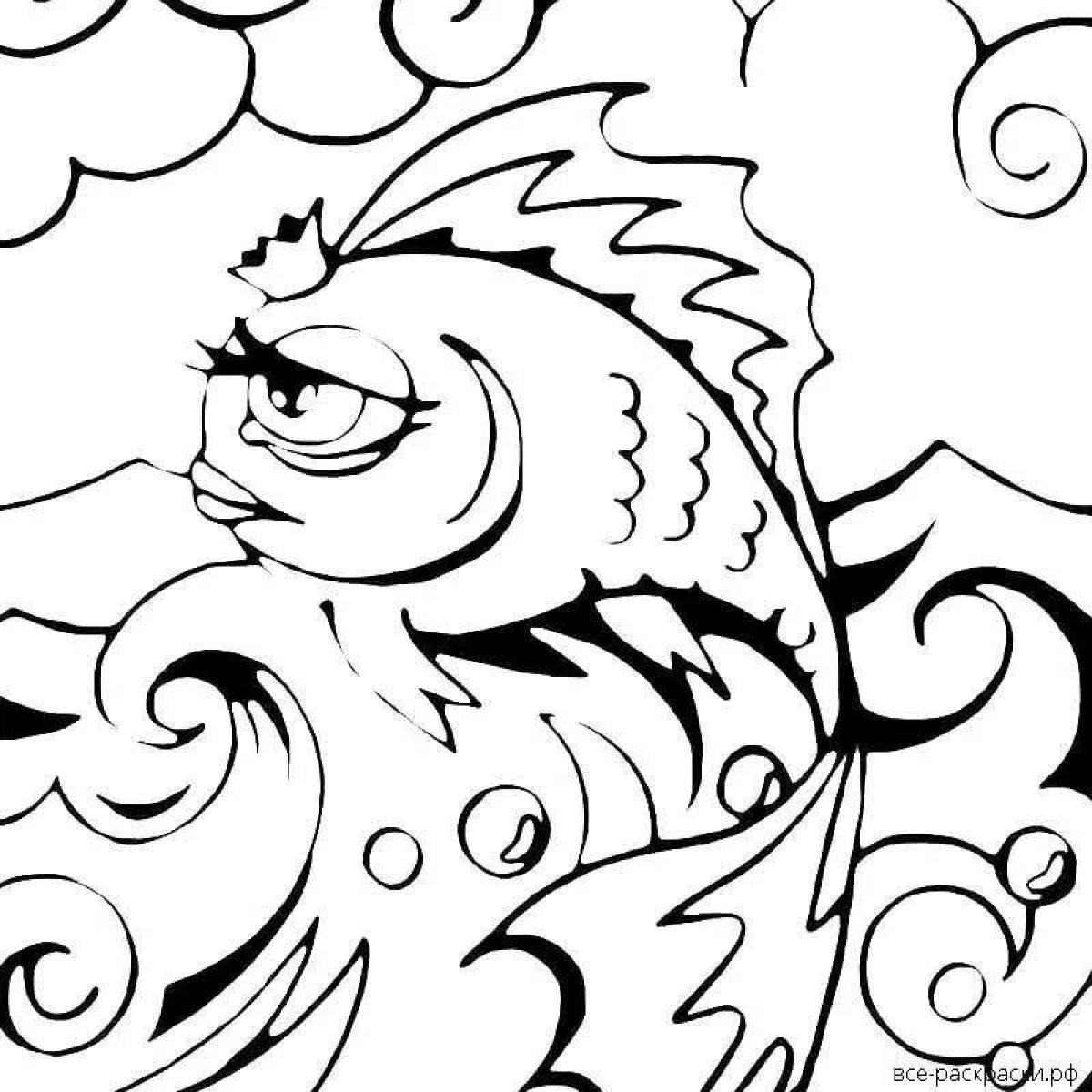 Coloring book based on Pushkin's fairy tales for preschoolers