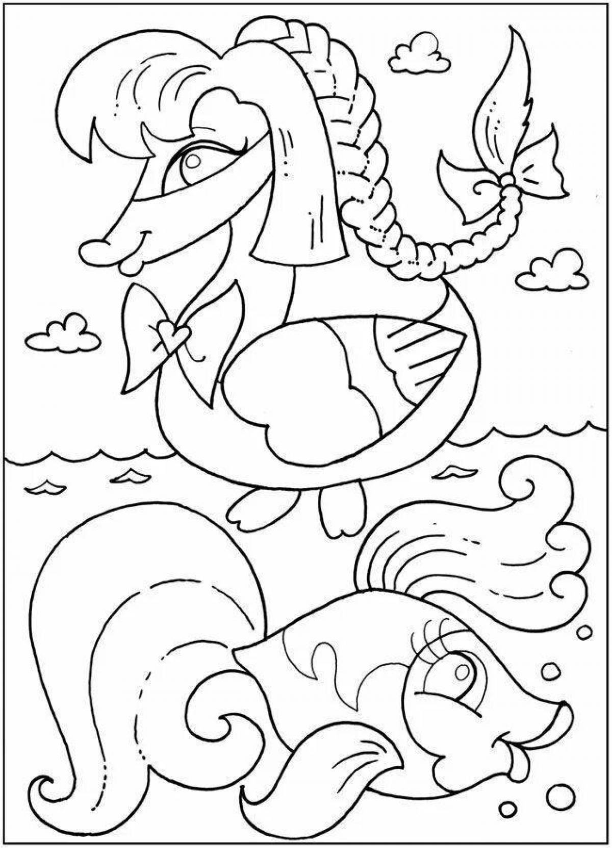 Delightful coloring book based on Pushkin's fairy tales for preschoolers