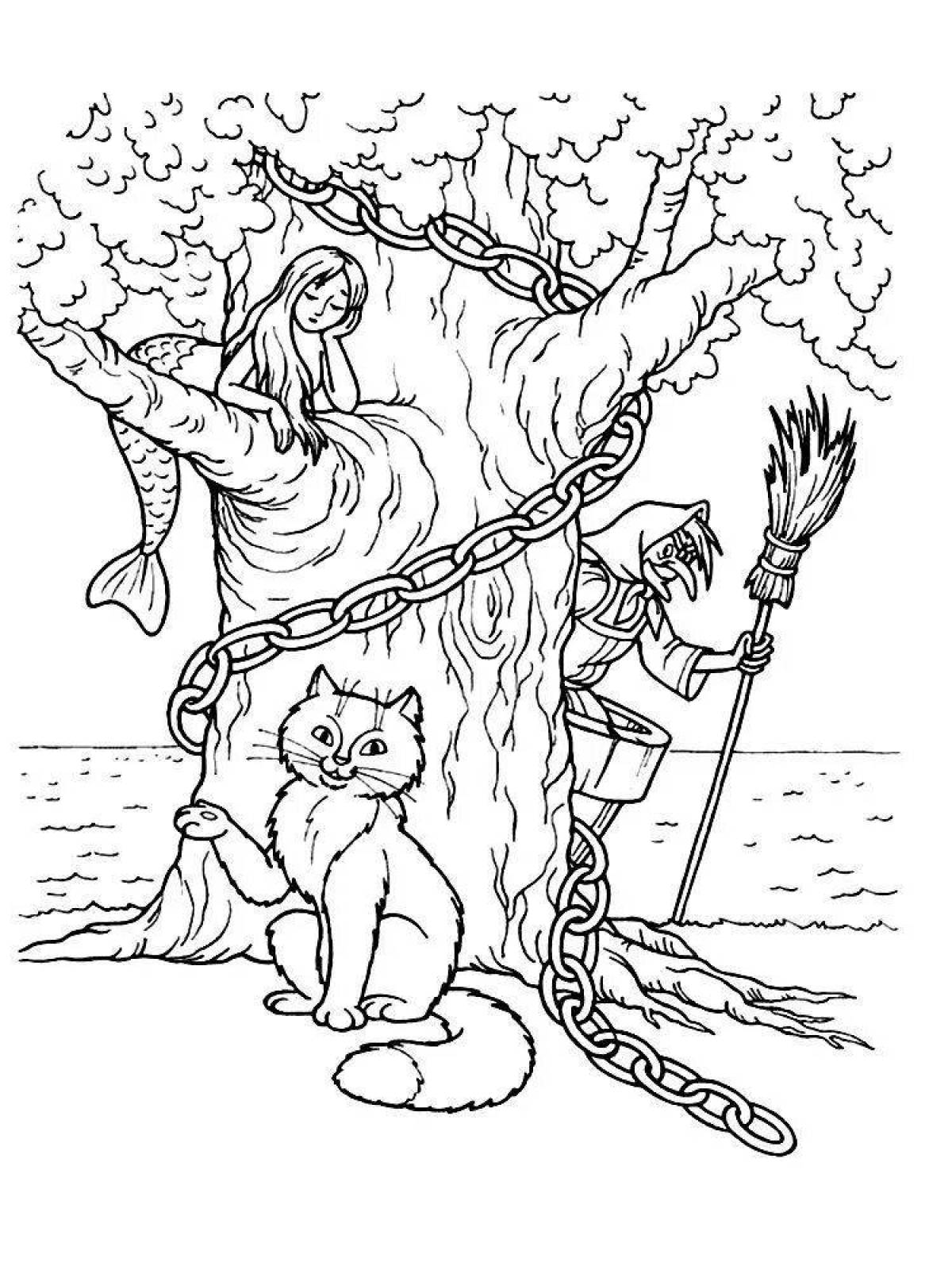 Creative coloring book based on Pushkin's fairy tales for preschoolers